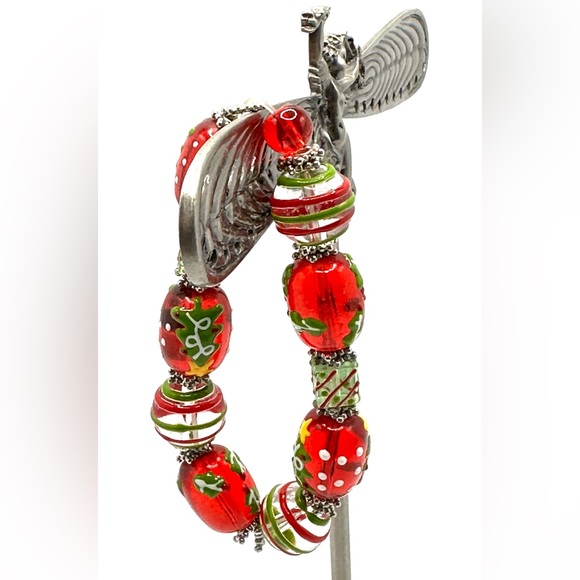 Beautiful European Glass Bead Elastic Bracelet-Christmas Colors & Theme - Picture 8 of 10